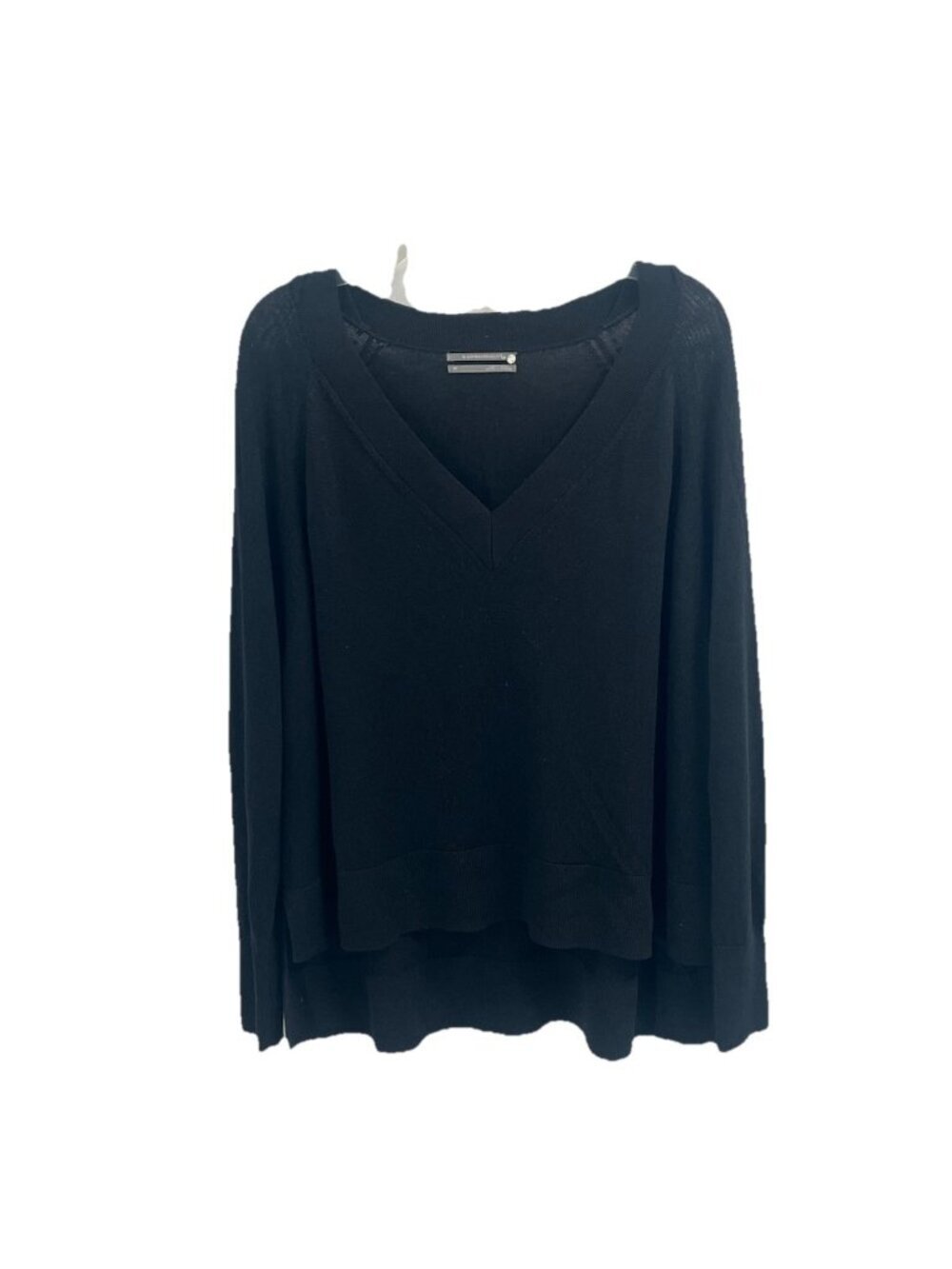 By Anthropologie Black Merino Wool Lightweight Sweater Sz XS Quiet Luxury